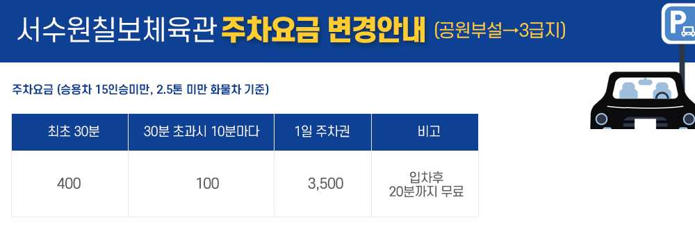 서수원칠보체육관 주차요금
